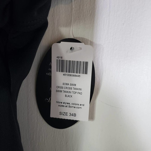 NEW Soma Swim‎ Criss Cross Tankini Top 34B Black NWT - Picture 11 of 11